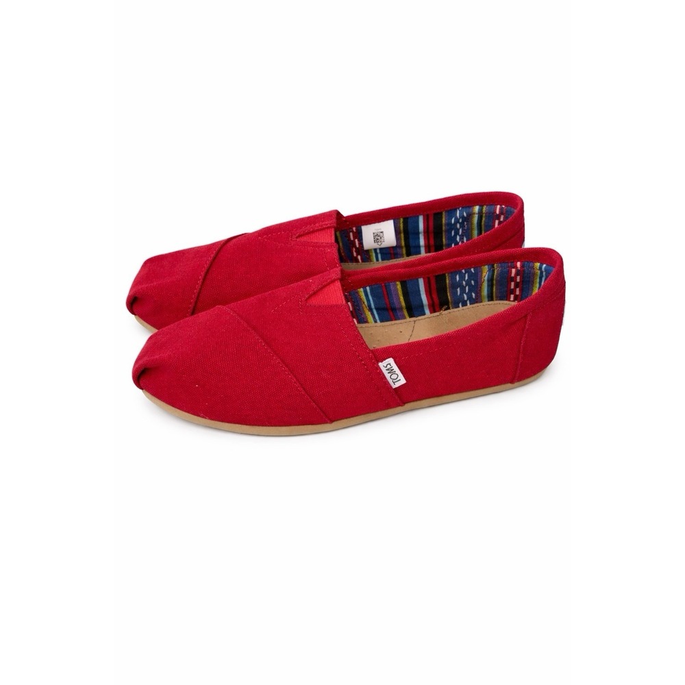 Toms Classics Shoes Red Wrap‎ Style Slip On Comfort Flats Womens Size 6